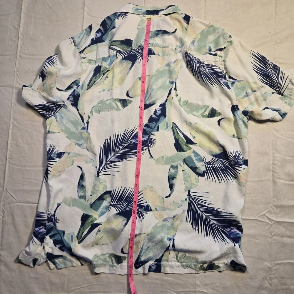 Tommy Bahama 100% Silk Floral Hawaiian Shirt Mens XL Short Sleeve White